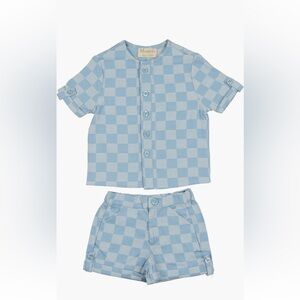 Maniere kids check button up shirt and short set size 4